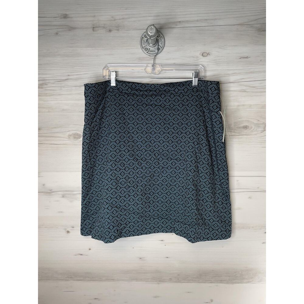 Margaret M Skirt Womens 1X Teal Green Deandra A-Line Textured Jacquard Stretch